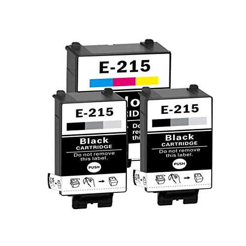 Remanufactured 215 T215 Ink Cartridges with Pigment Ink use for WF-100 WF-110 Printer 3 Pack2Black,1Color
