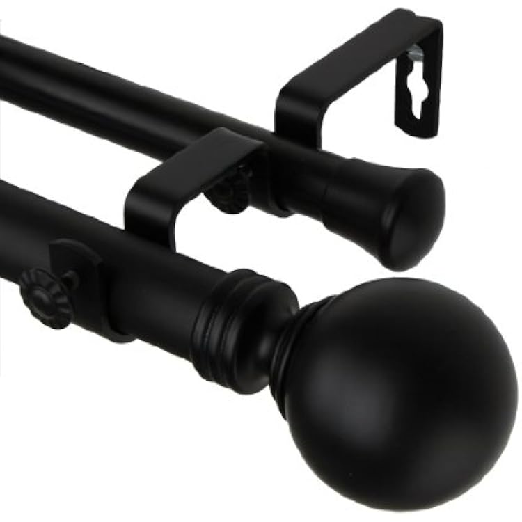 Rod Desyne Globe Double Window Set Curtain Rod, 48-84, Black