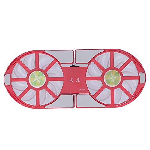 Heayzoki Laptop Cooling Pad, Portable USB Powered, Dual Fan, Red with Blue LED Light, Foldable