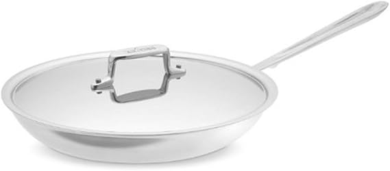 D5 Stainless Polished 5-ply Bonded Cookware, Nonstick Fry Pan with lid, 12 inch