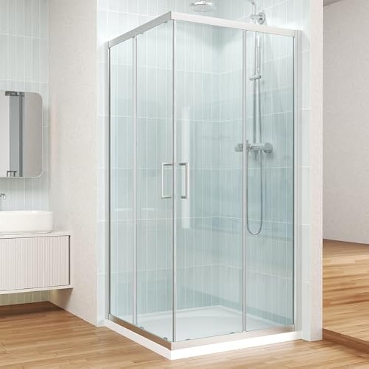 Corner Shower Enclosure 36 D X 36 W X72 H Shower Stall for Walk in Shower, 14 Thick Clear SGCC Tempered Glass Sliding Shower Door, Brushed Nickel Shower Base Not Included