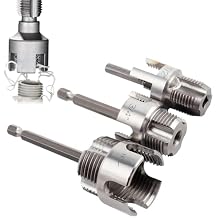 3 Pcs Internal & External Pipe Threading Tool, Function Pipe Thread Cutting Tool for 1/2" & 3/4"& 1" PVC/Plastic Pipes, Electric Drill Compatible Pipe Threader Kit for Home Repair