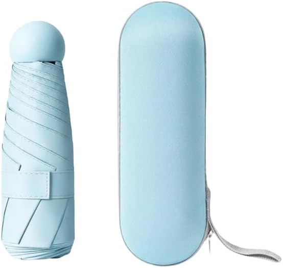 Kapsül Şemsiye Kompakt Katlanır Mini – Su Geçirmez, Rüzgara Dayanıklı, UV Koruma (UPF 50+), Ultra Hafif Seyahat ve Günlük Kullanım İçin, Kılıfı Dahildir