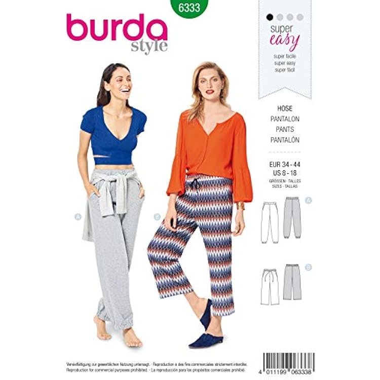 Burda Sewing Pattern 6333 Trousers 8-18