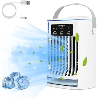 Portable Air Conditioners,500ML Evaporative Air Cooler With 3 Wind Speed & 3 Cool Air Spray,Mini Personal Air Cooling Freeze Fan with Timer &Blue LED lights for Bedroom, Office, and Camping
