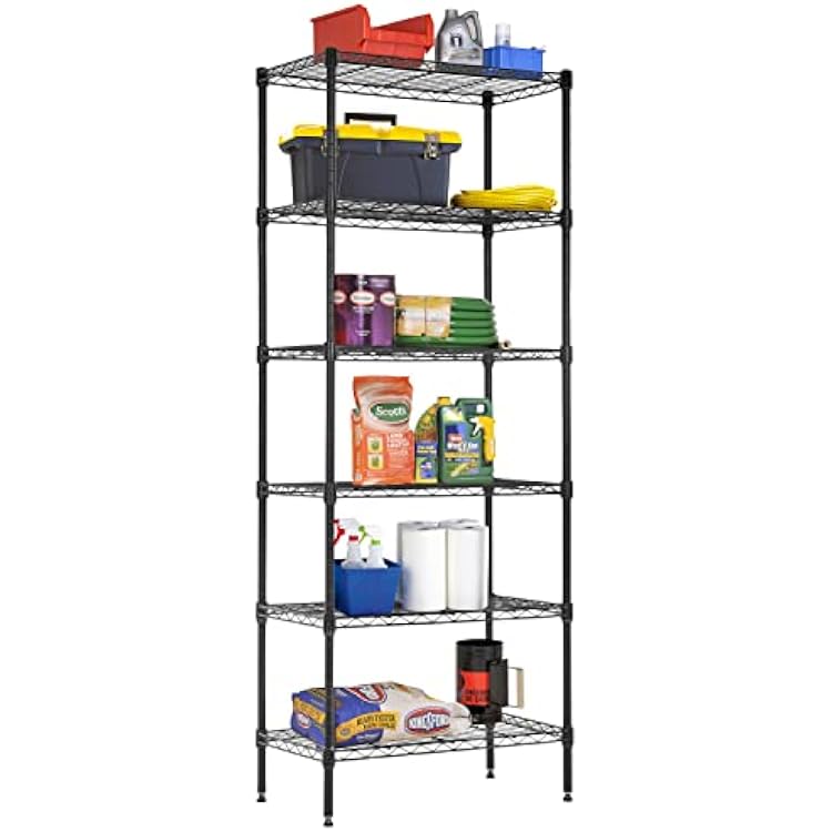 BestOffice Adjustable Wire Shelving Storage Shelves Heavy Duty Shelving Unit for Small Places Kitchen Garage Black, 13 D x 23 W x 59 H