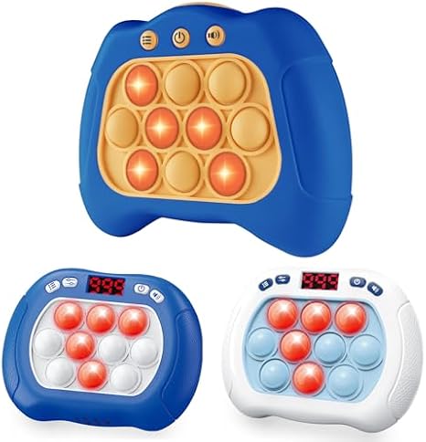 Intoypad 3 Packs of Quick Push Pop Game for Kids, 1 Classic & 2 LED Screen Handheld Bubble Game Light Up Sensory Fidget Game Toy Electric Pop Game Controller Christmas Birthday Gifts Toy for Kids 3-12