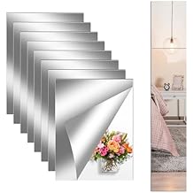 8PCS Self-Adhesive Acrylic Mirror Tiles, Flexible Wall Stickers, Frameless Non-Glass Mirror Stickers, 20 * 30cm, 2mm