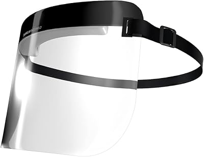 Purity Protective Safety Face Shields for Adult Size Pack of 3 Full PET Transparent Material with Built-in Slide Adjuster Elastic Strap Band