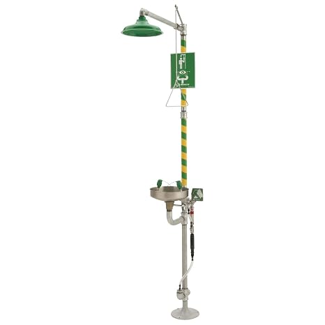 Haws 8300.158 Combination Shower and Soft-Flo Eyewash with Stainless Steel Receptor