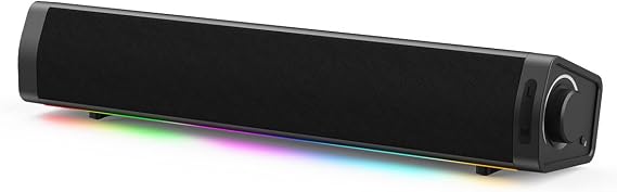 PC Computer Speakers, Immersive RGB Gaming Speakers, Surround Sound Portable Computer, Plug and Play, Aux-in & Headphone Port for PC, Laptop, Mac, PS5, Xbox(Black)