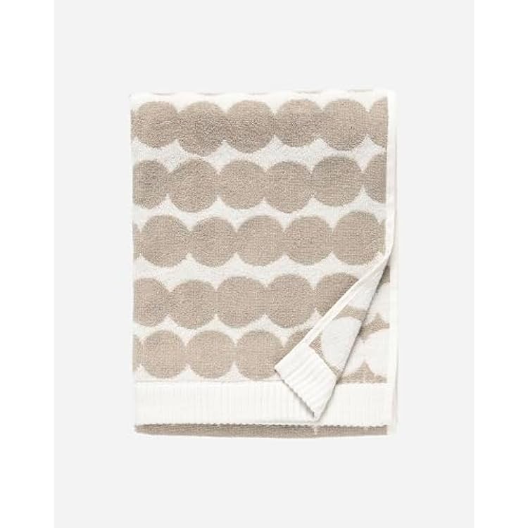 MARIMEKKO Rasymatto Terry Cotton Hand Towel Ivory and Beige Polka Dot Patterned Hand Towels 28 in x 20 in