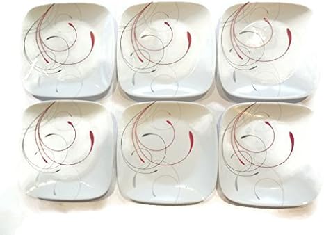 Corelle Dinnerware Dessert Plates Set, Square Splendor 6.5" Perfect Size For Dessert, (Set of 6)
