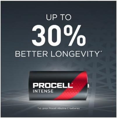 Procell Alkaline Intense Power C, 1.5V Batteries Pack of 12