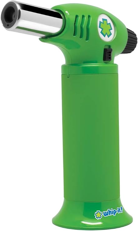 Whip-It! Ion Torch - All Green. Butane Torch Lighter, Refillable Cooking Torch with Adjustable Flame, Safety Lock for Soldering, Kitchen, Welding