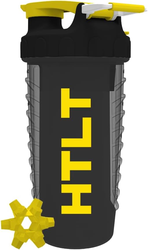 HTLT Black & Yellow Shaker, Leak-Proof Mixing Bottle, 20 oz