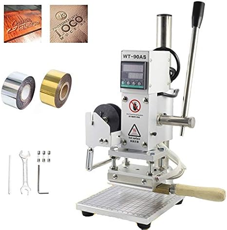 Multi-Function Digital 220V Foil Hot Stamping Machine Logo Embossing Brass Alphabets Letters Label Bronzing Machine Leather Wood Stamp Embosser Tool Set (Press Board Size：5X10cm)