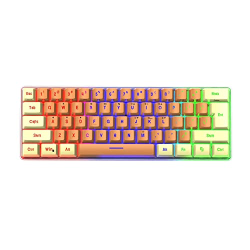 61 Keys Gaming Keyboard Colorful Wired Mechanical 60 Percent Keyboard Portable Light Up Keyboards for Computer Laptop Pc Keyboards Desk Gaming Accessories Cool Stuff forfor Teenage Boys Men