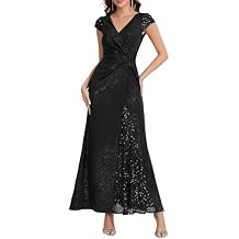 Ever-Pretty Women's Glitter V-Neck Formal Wedding Guest Dress Sequin Stretchy Prom Evening Gown Mother of Bride Dresses 02657