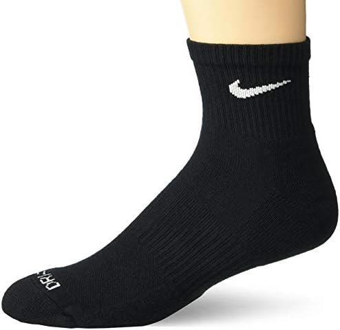 Nike mens 3 Pair Quarter Socks, BlackWhite, X-Large