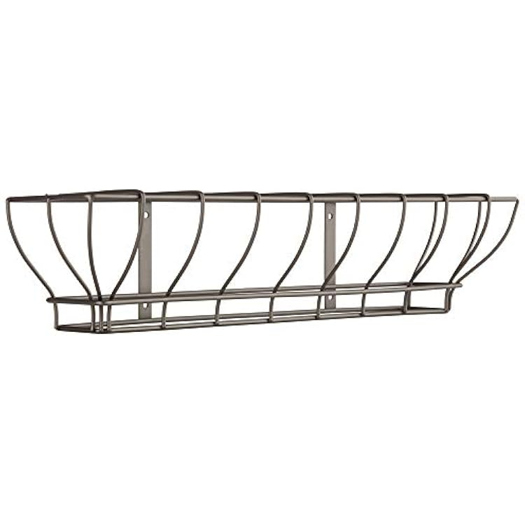 Burnes of Boston Vintage Wire Wall Mounted Basket Pewter Silver Floating Shelf, 4.25 x 18 x 4 inches
