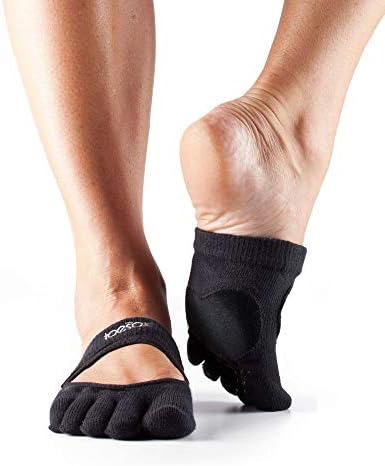 toesox Yoga Women Dance Socks Non Slip Grip Releve Full Toe for Pilates, Barre
