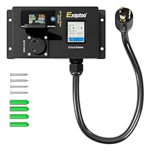 Exqutoo AC Power Meter - NEMA Conversion Outlet, 120/240 VAC L6-30P to L5-30R with Breaker & Voltmeter, LCD Digital Real-Time Display, Multifunction Monitor Outlet with Waterproof Cover, 30 A