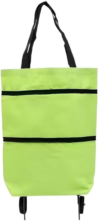 Wheel-Mounted – Picnic Employment Laundry Oxford Cloth 1-Pack Bag – Portable Compact Shopping for Grocery Integrated Market Trolley Having Foldable Reusable Shopping(is Green)