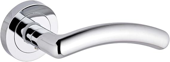 Designer Levers Medusa Lever on Rose Door Handle, Polished Chrome, 1 Pair