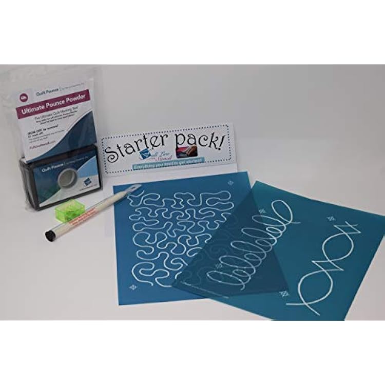 Full Line Stencil Starter Pack-Pounce Pad, White Ultimate Iron Off Chalk, Ultimate Marking Pencil, Sharpener, Starter Stencils: Loop Border with Corner, Oval-Diamond Border, Stipple Meander 30699SPU