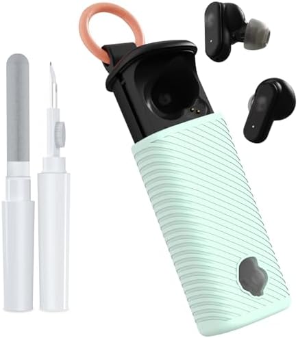 for Skullcandy Dime Evo Case Cover, Soft Silicone Protective Earbuds Case, Only Compatible with Skullcandy Dime Evo with Cleaner Kit Accessories SetGreen