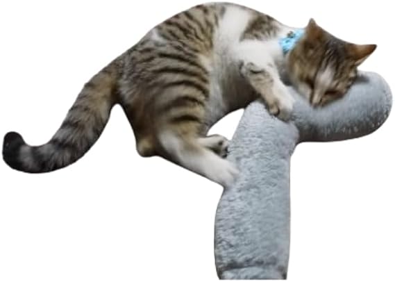 Tineke Kedi Oyuncağı Sarılma Yastığı Uyku Oyuncağı Kedi Otlu 30 Cm Peluş (1 Adet) (GRİ)