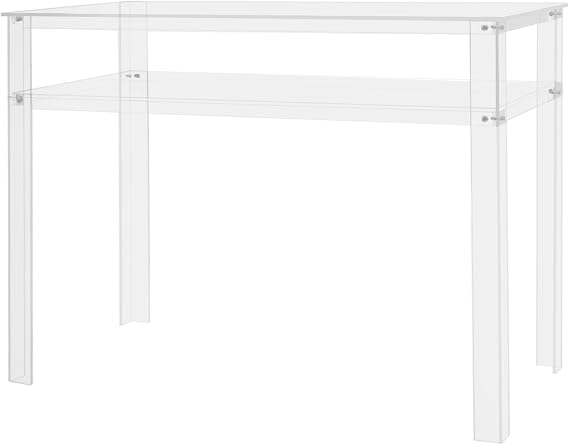 Acrylic Desk | Clear Acrylic D-esk with Open Storage | 2-Tier Computer Writing D-esk Office Study Table | C-lear Desk for Home Office for Laptop, Study | 39.4" L x 19.7" W x 29.5" H | Clear