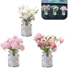 3 PCS Car Dash Flower Ornaments, Cute Mini Cherry Blossom Jasmine Decoration, Natural Simulated 3D Vase Arrangement, Universal Aesthetic Interior Accessory for Girl Women (Multicolored)