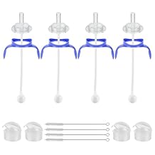 Straw Cup Conversion Kit for Lansinoh Baby Bottles,Straw Cup Transition Kit with Weighted Straw, Soft Straw Nipples & Easy-Grip Handle, 8m+, 4-Pack