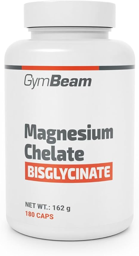 GymBeam Chelated Magnesium Bisglycinate - High Dose Capsules 225 mg per Daily Dose 60 Servings Supports Muscle Function Mental Health & Nervous System Reduces Fatigue (180 Caps)