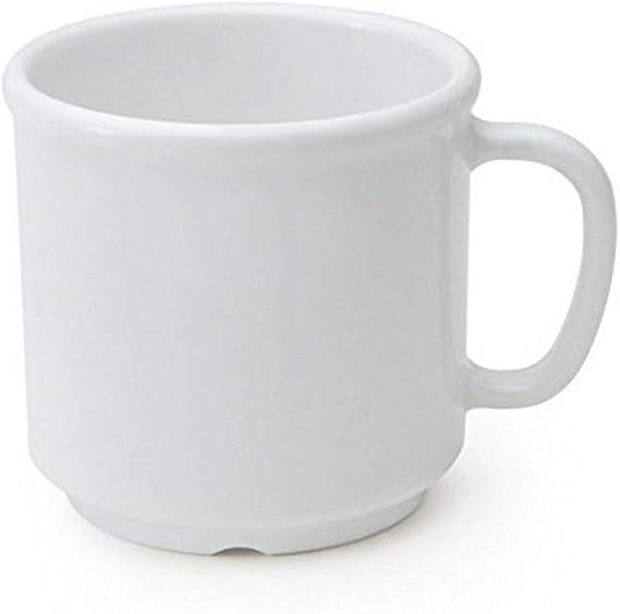 GET S-12-W-EC Shatter-Resistant Plastic Coffe Mug, 12 Ounce, White mug (Set of 4) | Dishwasher safe, BPA-free, Shatterproof, Cool handle, Stackable, Great for Coffee, Tea, Cocoa and Hot Beverages