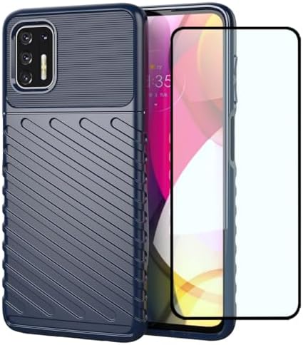 Case for Moto G Stylus 2021 Case, Motorola G Stylus 2021 XT2115 Case with Screen Protector, Carbon Fiber Shockproof Flexible Rubber Silicone Back Cover for Motorola Moto G Stylus 2021 4G Blue