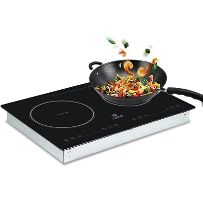 2 burner portable induction cooktop 110v with two independent touch control devices 12 inches Bulit-in&Countertop,rv stove, Kids Lock & Timer,1800W LED,Ceramic Smooth Glass electric furnace