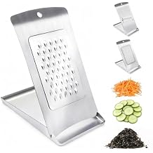 3-in-1 Handheld Cheese Grater Set for kitchen - Adjustable Slicer, Grater and Shredder with Tray - 430 Stainless Steel for Cheese, Butter, Vegetables, Chocolate, Dishwasher Safe