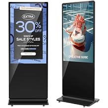 JIYANG 55 Inch 4K Digital Signage Display,Indoor Floor Standing Digital Kiosks,Commercial Advertising LCD Totem Android System Auto Media Player HDMI Input,Free Custom Logo,Black