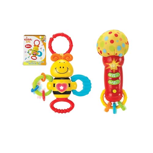 KiddoLab Sensory Play Bundle: Twist & Rattle Musical Bee  My First Kids Microphone - Engaging & Soothing Toys for Babies and Toddlers.