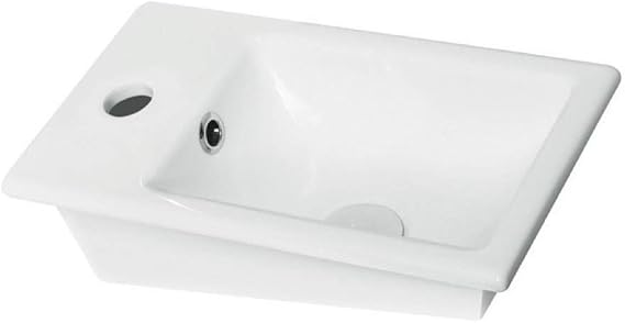 071000-U-One Hole Mini Rectangle Ceramic Self Rimming Sink, White