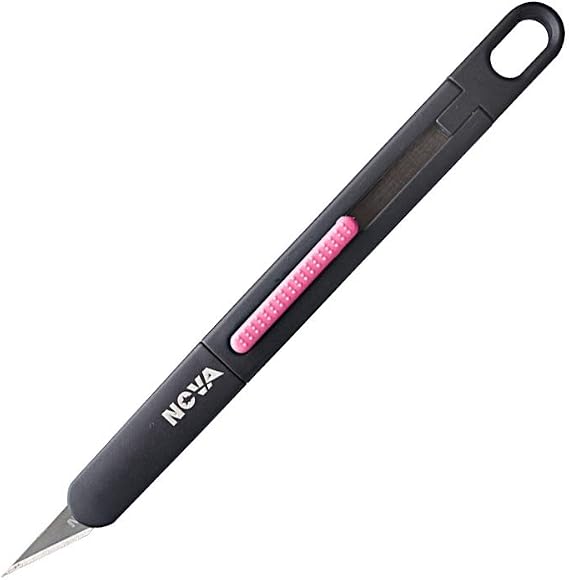 Nova Precision Craft & Hobby Knife, Premium Safety Cutter for Trimming, Vinyl Weeding and Art, Innovative Flat Design for a Better Use, Retractable #11 Fine Point Blade, Super Slim and Safe (Pink)
