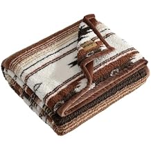 Wrangler - Faux Shearling Throw Blanket 50x60, Ultra Soft Reversible Plush Blanket for Couch, Western Style Room Decor, Cozy Throw for Sofa or Bed (Coyote Sands)