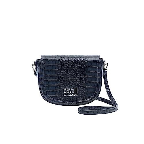 Cavalli Class TORINO Navy Medium Crocco Saddle Crossbody bag
