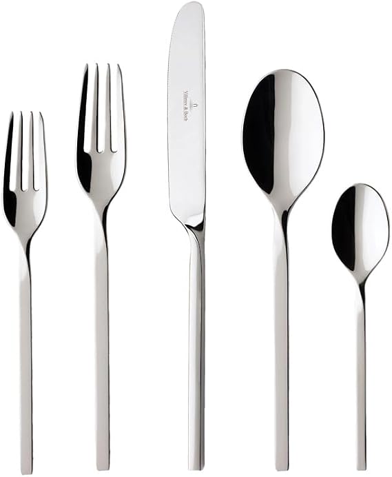 Villeroy & Boch NewWave Collection 20-Piece Flatware Set, Service for 4, 18/10 Stainless Steel Utensils, Dishwasher Safe