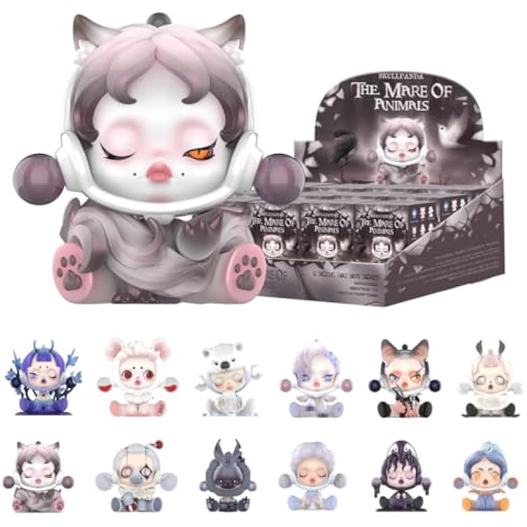 POP MART SKULLPANDA The Mare of Animals Series, 12PCs SKULLPANDA Blind Box Figures, Random Design Action Figures Collectible Toys Home Decorations, Holiday Birthday Gifts for Girls and Boys, Whole Set