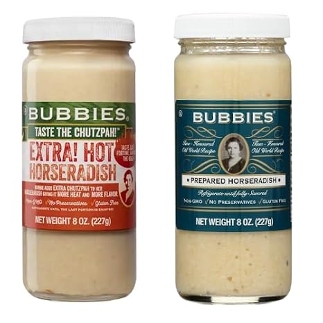 Bubbies Horseradish Variety Pack Regular Hot & Extra Hot Prepared Horseradish, Bold & Zesty Flavor, Two-Jar Assortment