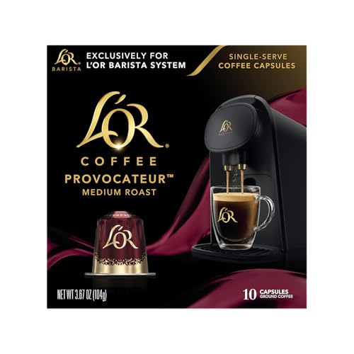 LOR Coffee Pods, 10 Count Provocateur Medium Roast Blend, Single-Serve Aluminum Coffee Capsules Compatible with the LOR BARISTA System, 10 count Pack of 1